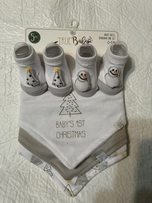Babero y Botas BABY’s 1st Christmas 0-6 M Nuevo Foto 1 de 4