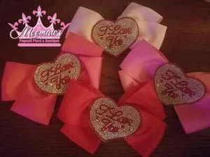 😍GROSSE I Love You Valentinstag Herz GLITZERNDE Mädchen Haarschleife! SO SÜSS!! L@@K!😍 - Bild 1 von 2