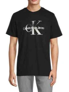 NWT Calvin Klein Jeans Crew Neck Short Sleeve Logo Graphic Black T-Shirt sz M - Picture 1 of 11
