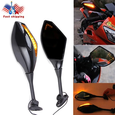For Suzuki SV650S SV1000S GSXR 600 750 Motorcycle LED Turn Signals Side Mirrors - Image 1 of 4