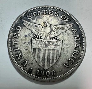 1908s US-Philippines 1 Peso Silver Coin - lot #1A - Picture 1 of 4