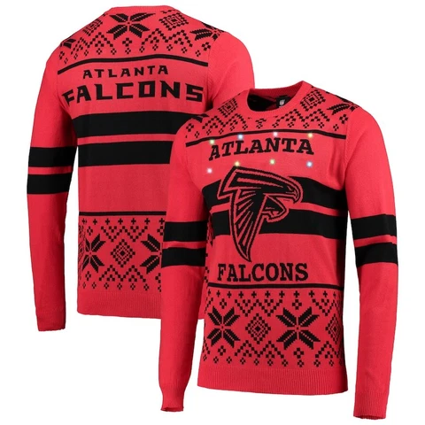 NFL Licensed Men's Atlanta Falcons Red/Black Light Up Ugly Sweater Cover