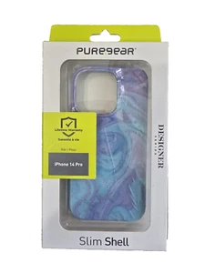 PureGear Slim Shell Designer Series Case for iPhone 14 Pro Design 18 Blue/Pink - Picture 1 of 3