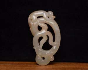 Certified Natural Hetian Jade Hand-carved Exquisite Monkey Statue 4258 - Picture 1 of 9