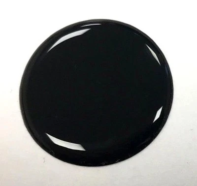 JAKEDESIGNS 4 x MINATURE 10mm DIAMETER BLACK ROUND STICKER - PATCH - HIGH GLOSS DOMED GEL
