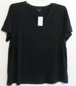 NWT! J JILL WEAREVER PERFECT V NECK TEE/TOP-1X-NAVY-VERY NICE! - Picture 1 of 3