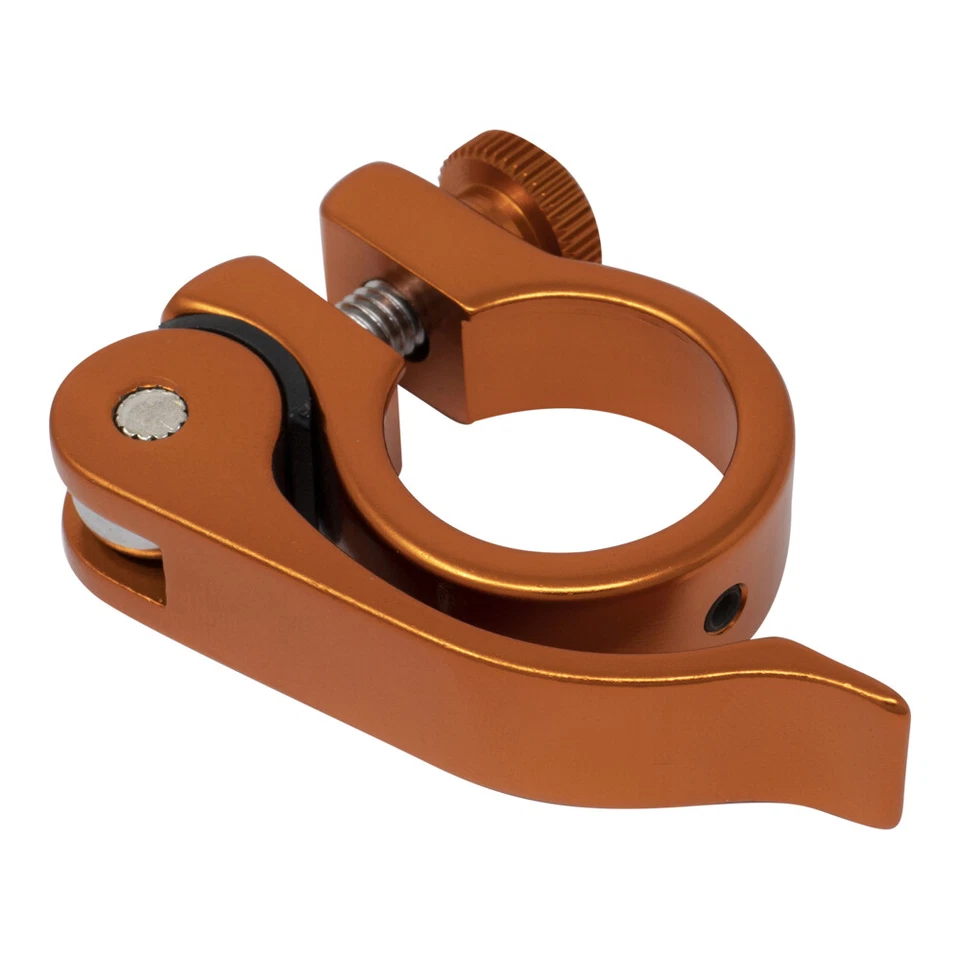 Abrazadera de tija de sillín de aleación genuina (diámetros exteriores 25,4 mm) liberación rápida naranja. Foto 1 de 1