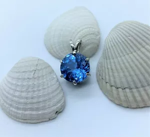 7 Karat zertifizierter brasilianischer beheizter blauer Aquamarin in 18 Karat weiß vergoldet Sterling - Bild 1 von 10