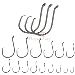 50/100pcs Sport Circle Offset Fishing Hook High Carbon Steel Sharp Catfish #8-10 - Picture 1 of 10