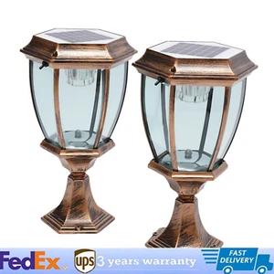 2-Pack Solar LED Post Light Lamp Yard Driveway Fence Outdoor Pillar Lights Lamps - Picture 1 of 18