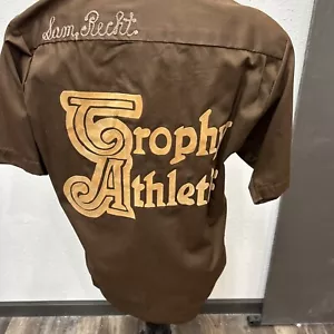 Vintage 70s King Louie Bowling Shirt Brown Trophy Athlet - Bild 1 von 7