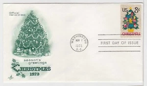 TurtlesTradingPost - Árbol de Navidad - 1973 FDC #1508 - Cachet artesanal - Imagen 1 de 1