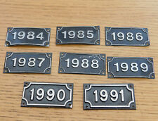 vintage PLAQUETTE aluminium DATE ANNEE 1984 1985 1986 1987 1988 1989 1990 1991