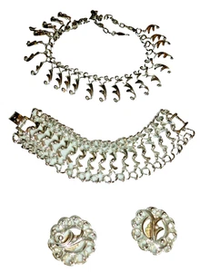 Vintage Sarah Coventry Silver Tone Links Necklace Bracelet Earrings Set Parure - Picture 1 of 7