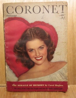 Coronet Magazine - Feb 1945 -The Miracle of Hickory by Carol Hughes Antique WWII Foto 1 de 4
