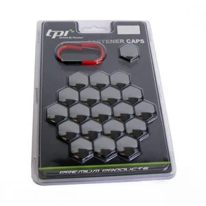 20 x 17mm TPi Alloy Wheel Nut Bolt Covers Caps Universal Set BLACK  - Picture 1 of 2