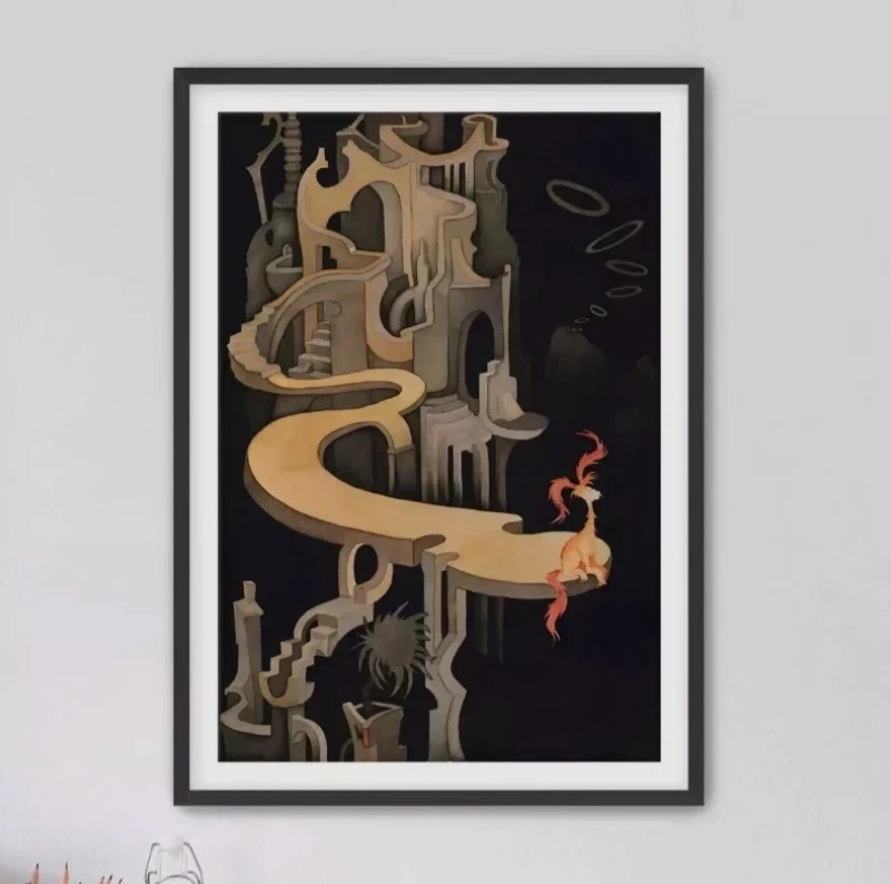 Pink Tufted Beast by Dr. Suess Midnight Paintings Framed Fine Art Print -Geisel