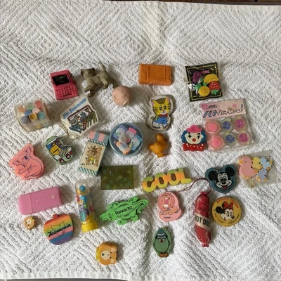 Bulk Lot Of Novelty Vintage Rubbers Erasers 1980s 90s - Image 1 of 4