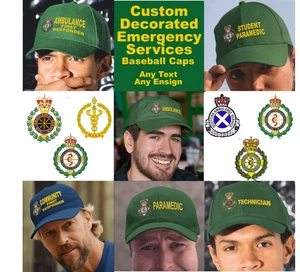 Customised Emergency Services Quality Baseball Cap Add your own Text and Ensign - Picture 1 of 20