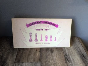 Vintage Kingsway STAUNTON Tournament Chessmen Set Complete Set & Box (VG). G7 - Picture 1 of 8
