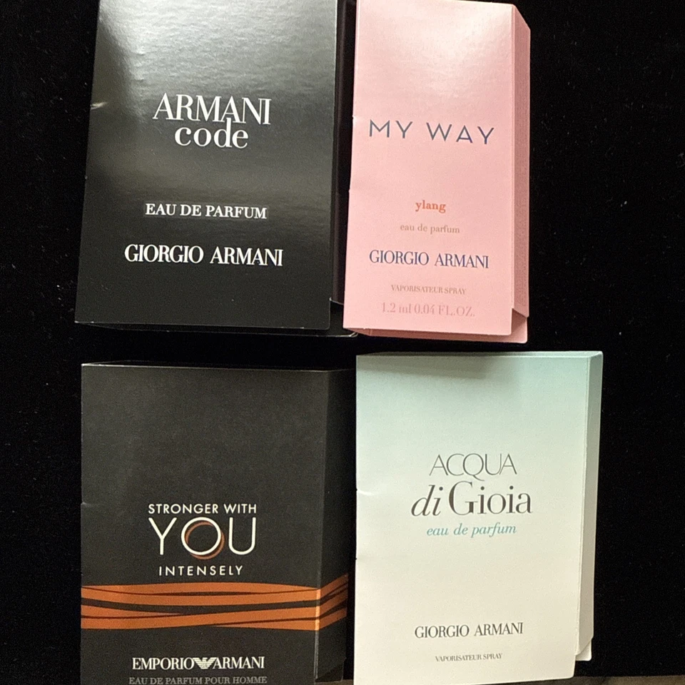 4 Perfume Giorgio Armani - My Way, You, Acqua, Código, Amostras NOVO - Imagem 1 de 2