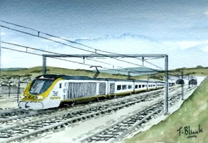 ORIGINAL WATERCOLOUR - The Eurostar in motion. - Picture 1 of 1