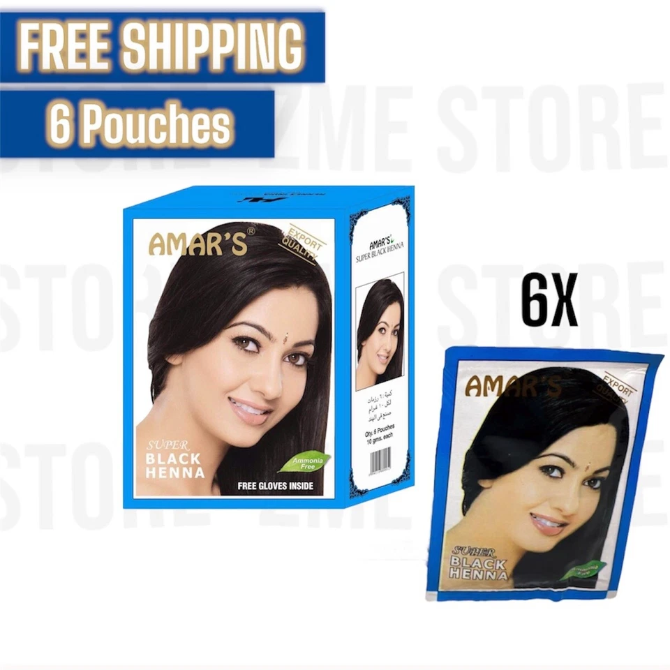 Henna negra Amar's 6 bolsas X10 gramos color de cabello herbal hena polvo natural حنة Foto 1 de 1