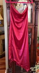 NUEVO Vestido Cami Satén Cuello Rumido Lado Fruncido Dobladillo Satén Talla 2X - Imagen 1 de 7
