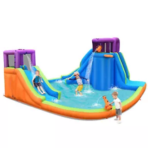 Inflatable Kids Bouncy Castle Outdoor Double Water Slide Bouncer Activity Center - Picture 1 of 11
