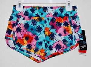 NWT Speedo Girl's Enamel Blue Palm Print Board Shorts sz XS - Picture 1 of 7