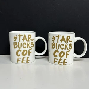 Juego de 2 tazas de café Starbucks 12 oz 2015 oro blanco graffiti letras regalos - Imagen 1 de 10