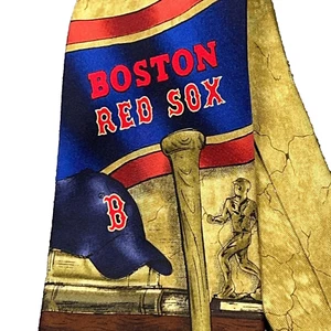 MLB Boston Red Sox Mens Necktie Baseball Bat Pennant Helmet Glove Nostalgic SILK - Picture 1 of 10