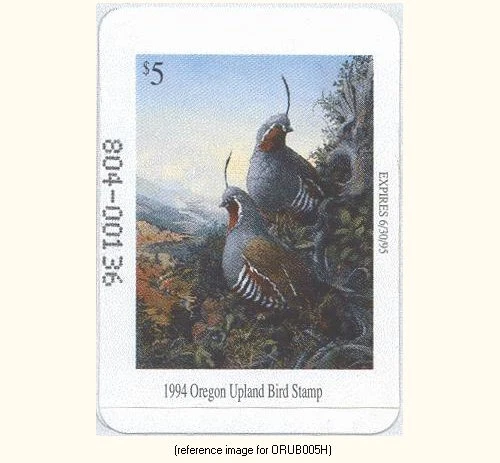 D2K Oregon Upland Bird 1994-5 $5 s/adh Hunter - Image 1 of 1