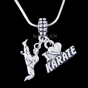 I Love Karate Black Belt Test Martial Arts Gift for Athlete Necklace Jewelry New - Picture 1 of 8