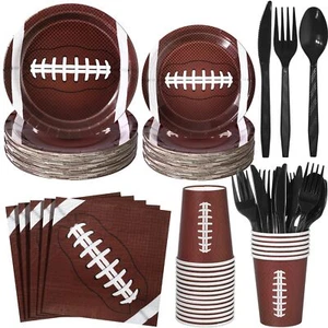 336 Pcs Football Party Supplies Kit Includes Football Theme Paper Plates and ... - Picture 1 of 7