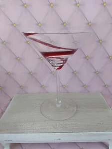 Pier 1 Imports Red Swirline Martini Cocktail Glass - Picture 1 of 3