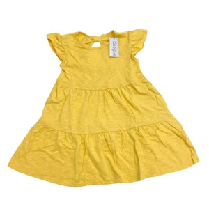 Cat & Jack Girls Size S 6/6X Short Sleeve Hem Tiered Dress Pockets Light Mustard - Picture 1 of 8