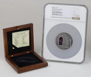 2005 Liberia $10 Tiffany Art Romanesque II 2oz 999 Silver NGC PF-69 Antiqued OGP - Picture 1 of 3