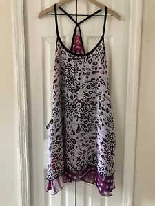 Vans Womens Chiffon Y strap Tank Mini Dress Cover up Pockets Geometric Print S-M - Picture 1 of 8