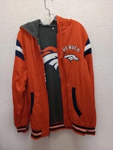 DENVER BRONCOS ORANGE & GRAY REVERSIBLE HOODIE JACKET - SIZE Large - Picture 1 of 16
