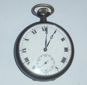 ANTIKE SCHWARZE SCHWEIZER HERREN TASCHENUHR UM 1900 66,9 G - Bild 1 von 11