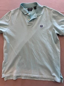Chaps Polo Shirt Mens Large Stretch Baby Blue Crest Logo Everyday Collared - Picture 1 of 5