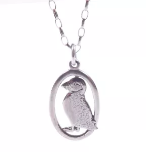 Colgante vintage Shetland frailecillo pájaro plata de ley 925 con cadena 4,5 g - Imagen 1 de 10