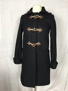 EUC J Crew Convertible Wool Toggle Coat Lined Hooded Jacket Womens Sz 0 Black - Picture 1 of 10