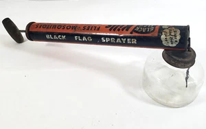 Vintage Metal Glass Canister Bug Black Flag 1 Pint All-Purpose Sprayer Decor - Picture 1 of 5