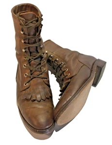 Tony Lama 7661 Botas Roper de Cuero Marrón con Cordones Talla 7B Estilo Occidental - Imagen 1 de 13