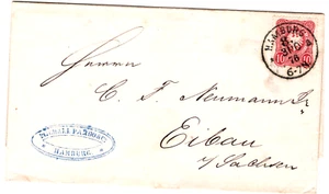 DR Geschäfts-Faltbrief HAMBURG 8 mit 33a nach EYBAU; 1876, gprüft - Picture 1 of 1