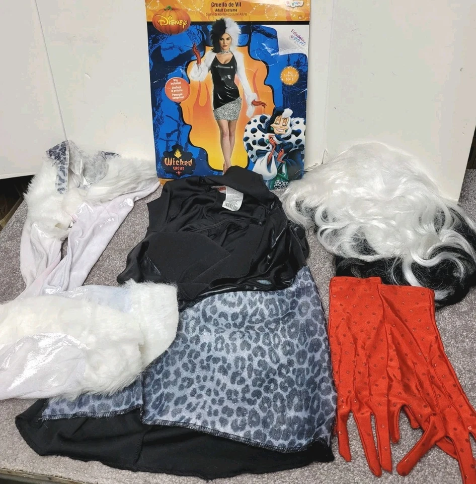 Disfraz de Halloween Disney Cruella de Vil Adulto S (4-6) con Peluca, Guantes y Borde de Piel  Foto 1 de 4