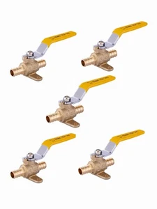 (Pack of 5) 1/2 Inch Pex Brass Full Port Shut-off Ball Valve with Drop-ear - Picture 1 of 7