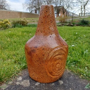 Studio Pottery Salt Glaze Stoneware Mid Century MCM Vase Signed BR 12.75" - Picture 1 of 10
